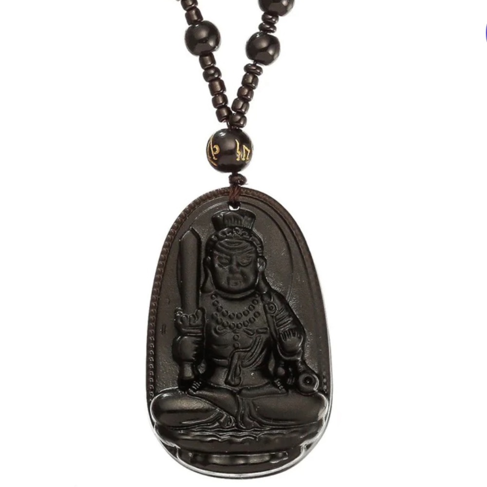 Eye Candy Los Angeles black jade Buddha necklace